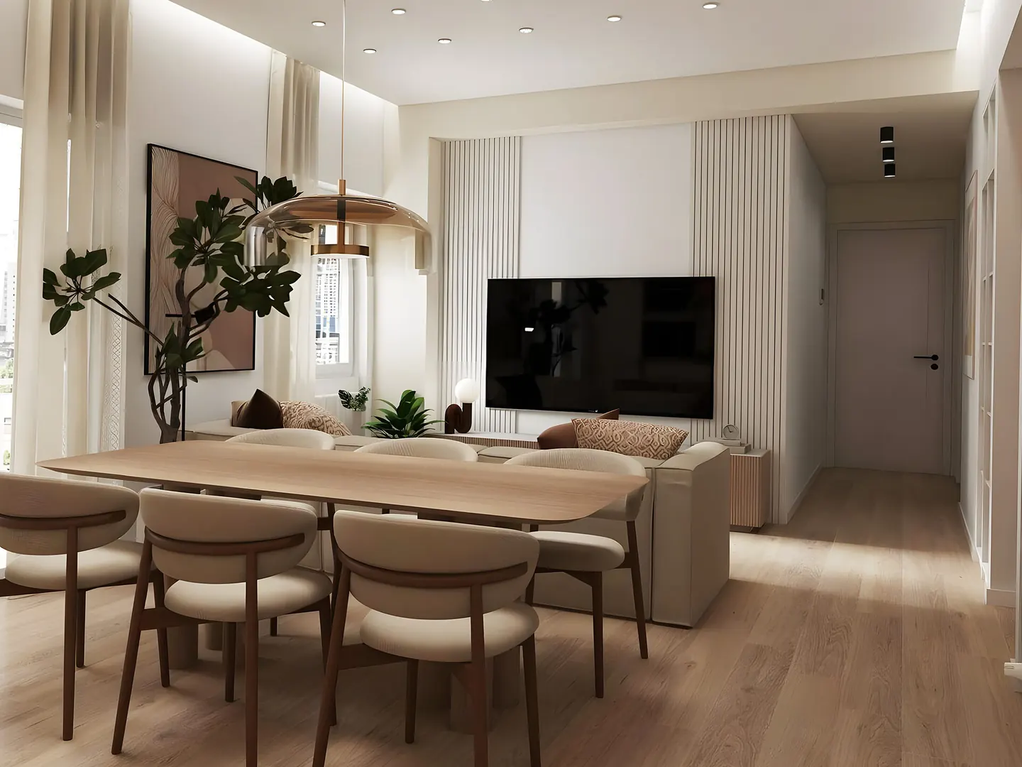 Salón luminoso de un piso reformado por completo, referencia de cuánto cuesta reformar un piso