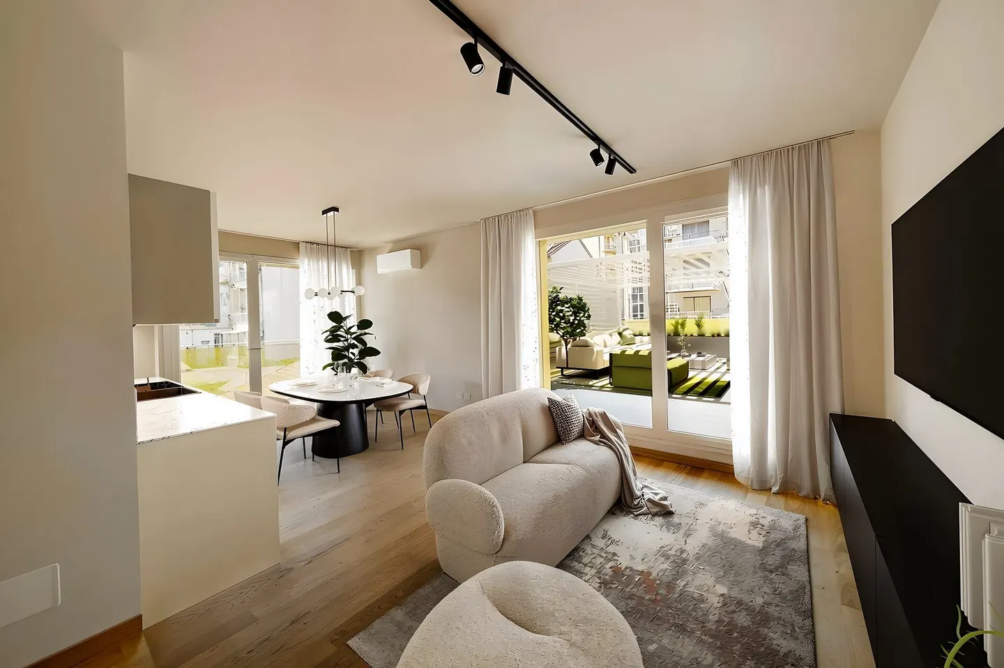Detalle de mobiliario y materiales de un proyecto de diseño de interiores en Granollers